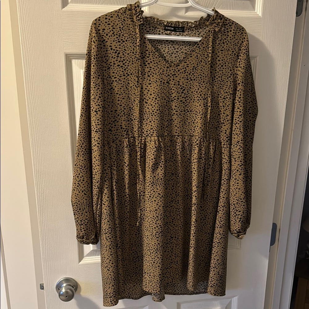 Leopard Print Long Sleeve Dress